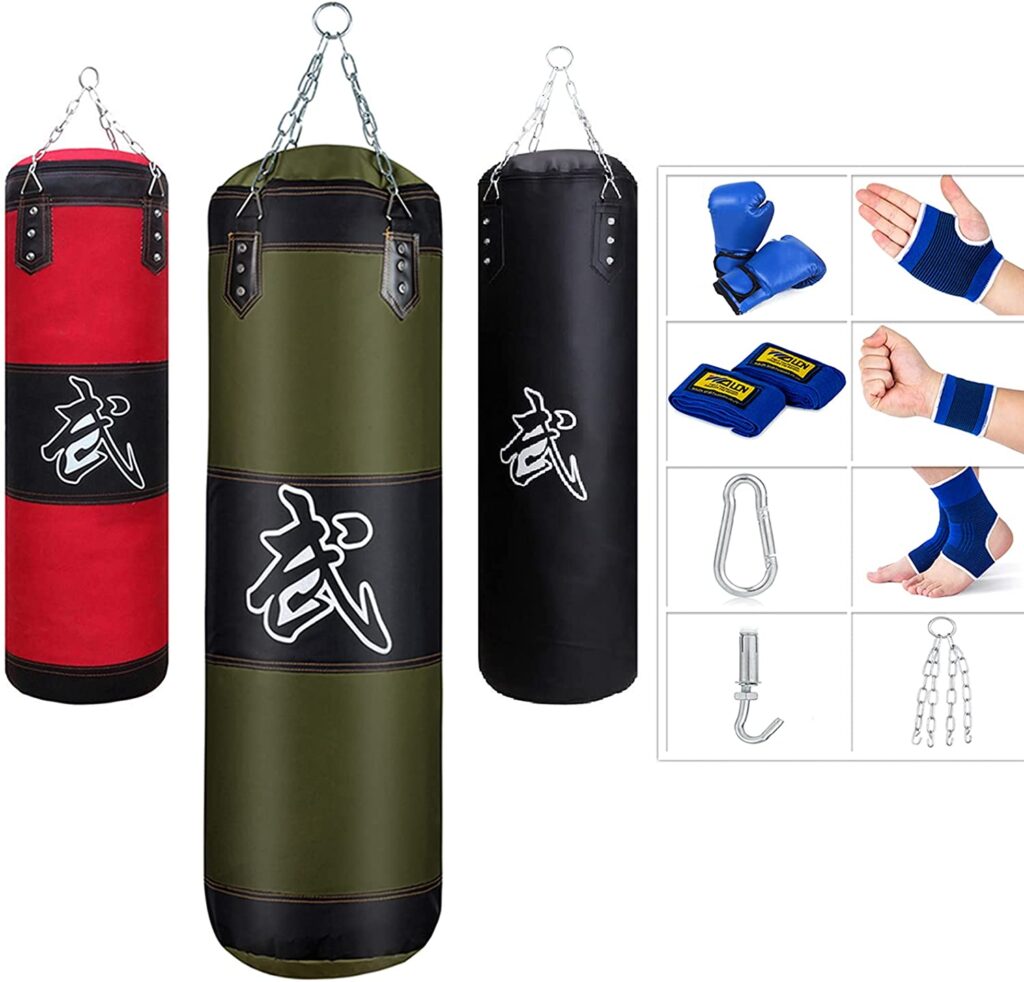 Sfeexun Heavy Punching Bag Unfilled Boxing Bag Set