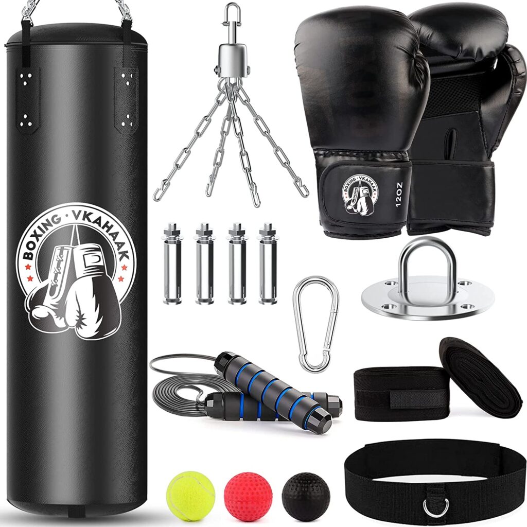 Vkahaak 4FT Punching Bag with 12OZ Gloves