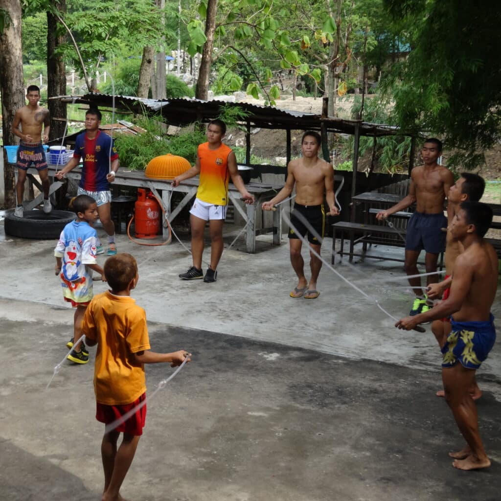 Thai fighters skipping - Por Burapha, Chon Buri, Thailand.