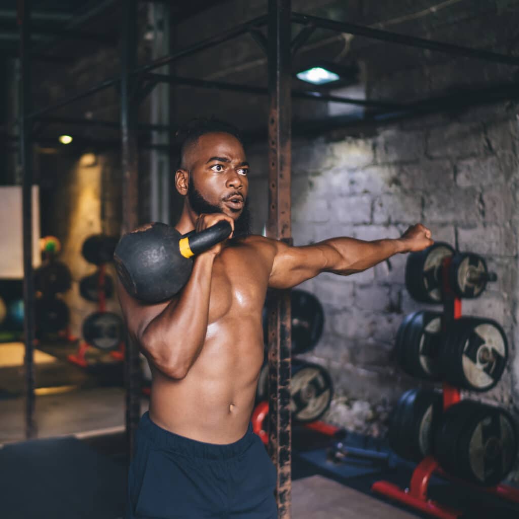 Muay Thai Training Kettlebell Rack Position