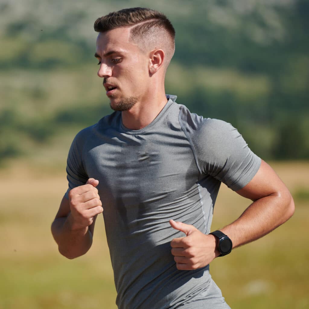 Muay Thai Training Thai Boxer using Heart Rate Monitor While Running